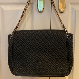 TORY BURCH Black Quilted Leather Shoulder Bag